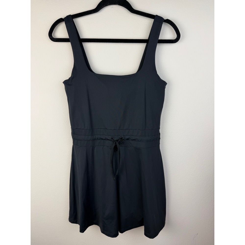 All in Motion Womens Black Active Dress Square Neck Drawstring Waist Medium
